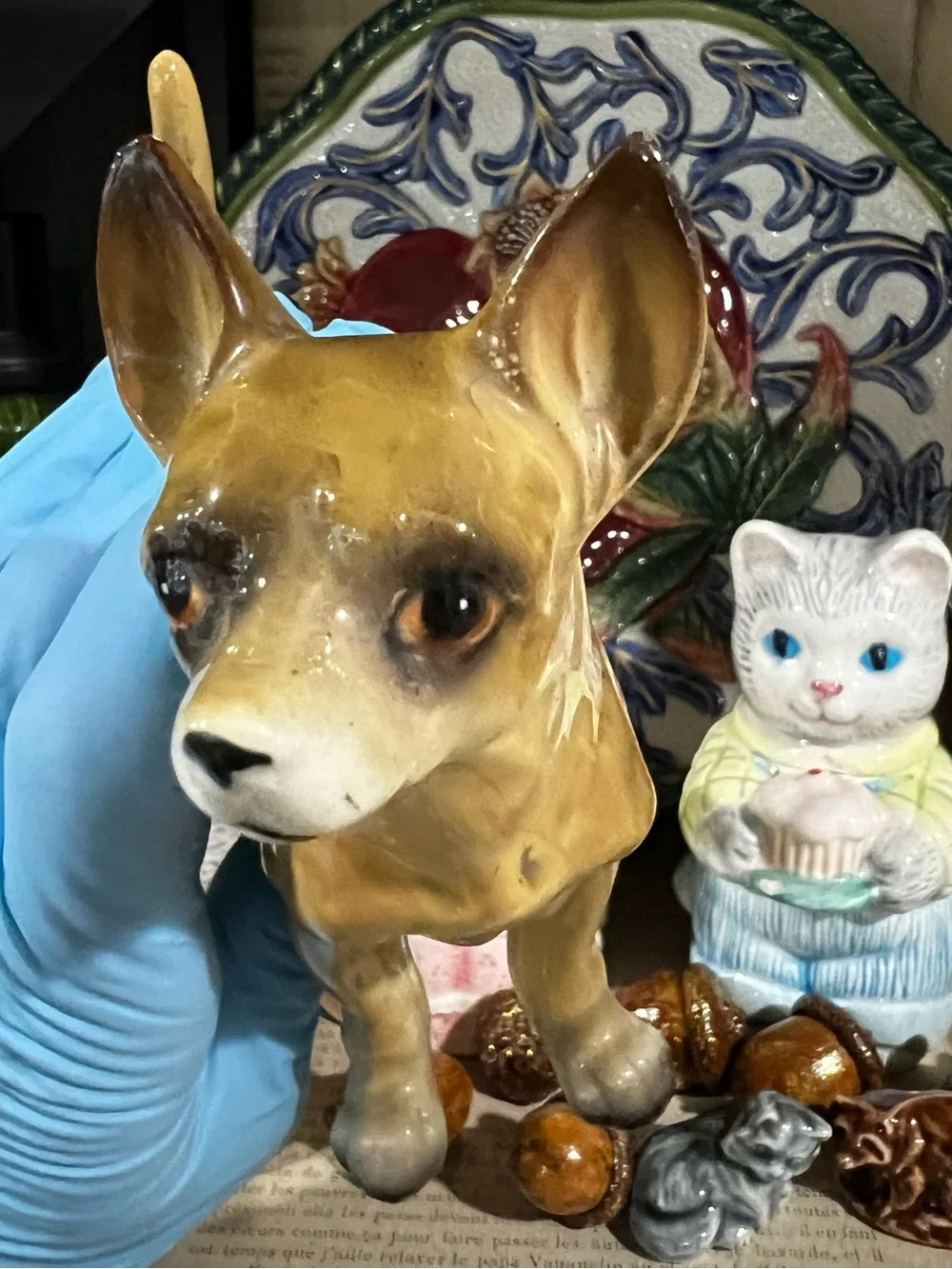 Vintage UCAGCO Japan Chihuahua Dog Figurine Porcelain Ceramic Mid Century